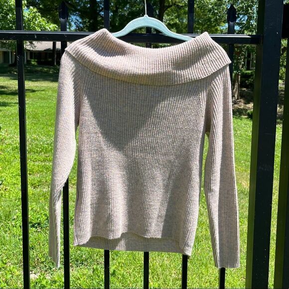 Anthropologie Shimmer Off the Shoulder Cashmere Sweater NWT - Picture 7 of 8